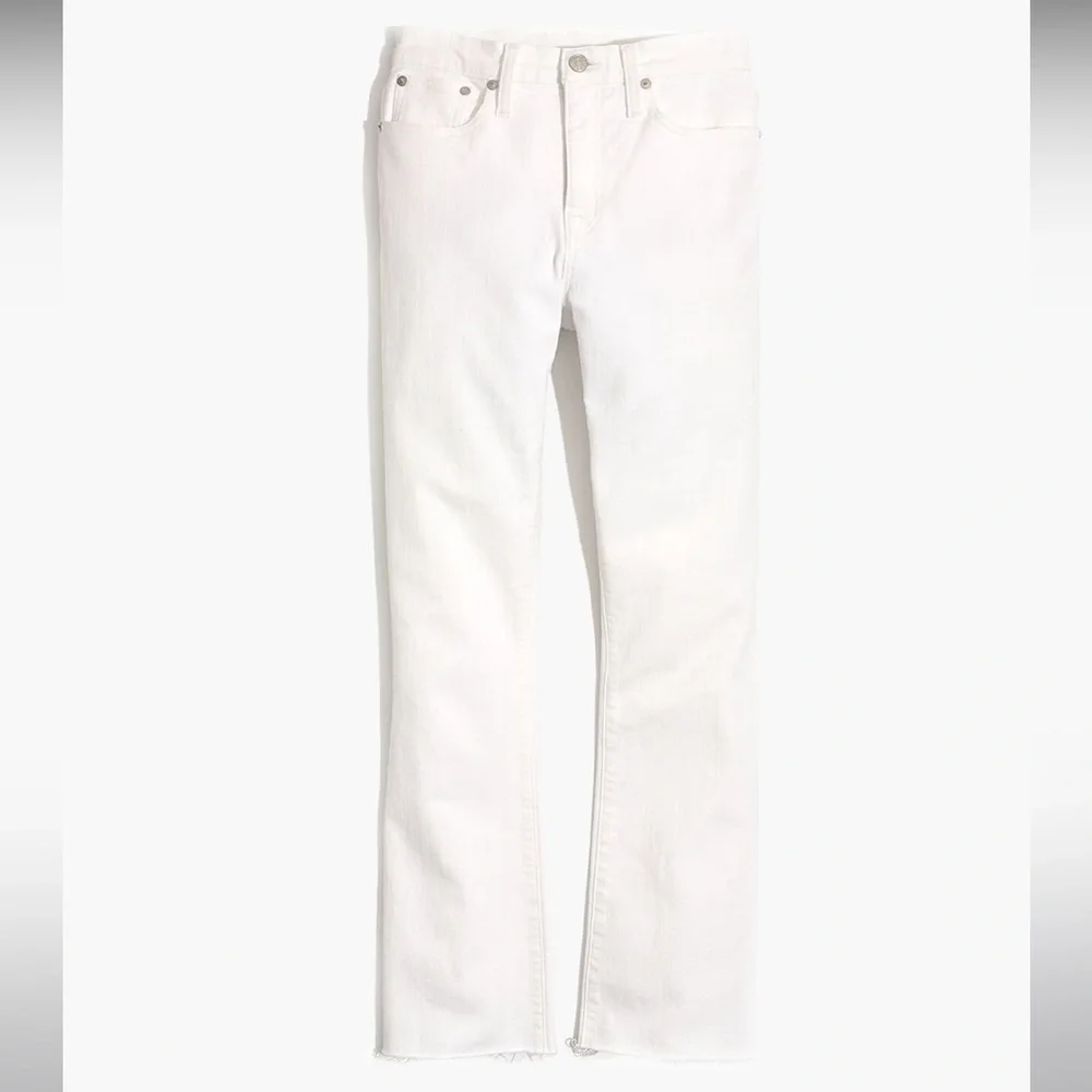 Madewell Cali Demi Boot Jeans in Pure White Denim Raw Hem Edition Size 29